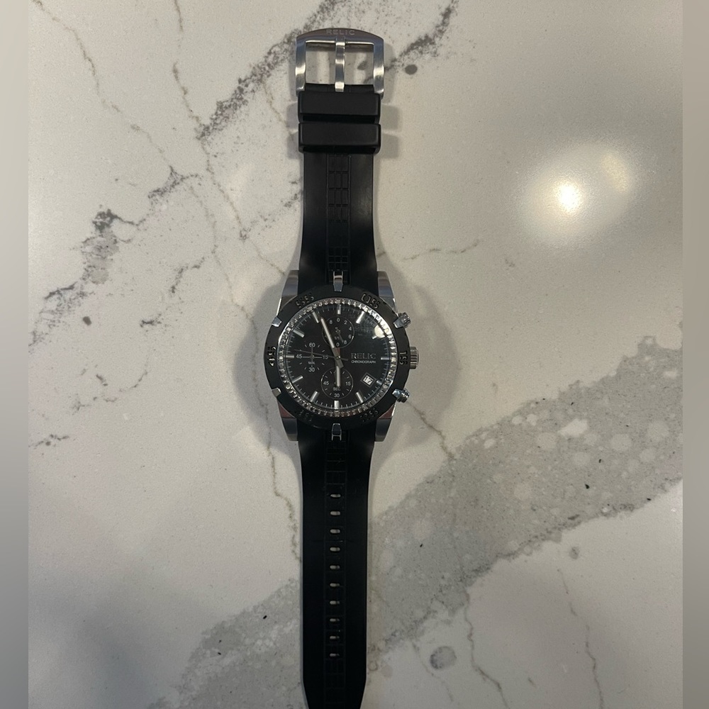Relic chronograph watch with silicone band
